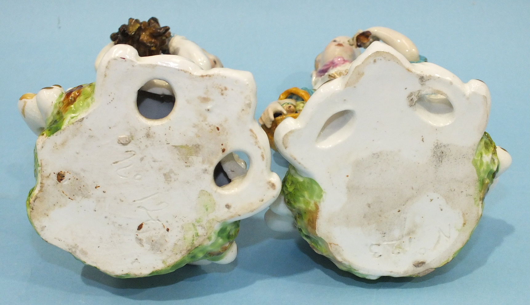 A pair of mid-19th century Derby porcelain figures of the seasons, being Summer and Autumn, - Image 3 of 3