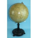 A Philips' 12" Terrestrial Globe on stand, no.2615, showing 'Principal Steamship Routes with