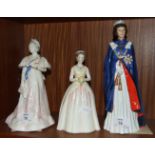 Three limited edition Royal Doulton ceramic figurines: Queen Elizabeth II 'To celebrate the 30th