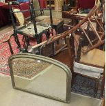 Two early-20th century stained beech corner chairs, other chairs, a gilt-framed over-mantel mirror