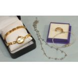 A pair of 9ct gold hoop earrings, 1g and a lady's wrist watch and matching bracelet, boxed, with