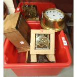 A collection of partially-restored clocks and clock parts.