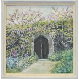 Mary Martin, 'Garden Gate at the Garden House. Crapstone', a signed oil on canvas, 29 x 27cm,