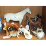 Five Beswick animal figures, including 'Imperial' no.1557, 21cm, grey, 'Black Beauty Foal' no.