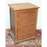 A small oak chest of four cockbeaded drawers, on bracket feet, 53cm wide, 82cm high.