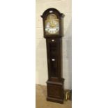 A modern oak-cased grandmother clock with German chiming movement, 161cm high.