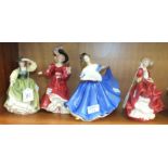 Four Royal Doulton figurines, 'Buttercup' HN2309, 19cm, 'Elaine' HN2791, 19cm, 'Patricia' HN3365,