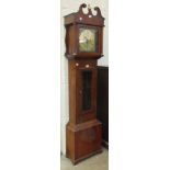 A modern mahogany chiming grandfather clock, the brassed dial marked 'E J Goodfellow, Wadebridge',