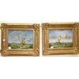 L Howard, a pair of modern oil paintings of marine scenes, in modern 'antique' gilt frames, 28.5 x