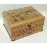 A 20th century Japanese lacquered jewellery box with fitted internal tray, drawer beneath and