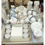 A Wedgwood 'Gold Marguerite' set of six cups and saucers, boxed, seventeen pieces of Wedgwood blue