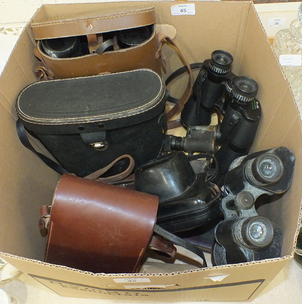 A pair of Lieberman & Gortz 21 x 47 binoculars in leather case, a pair of Carl Zeiss Jena 8 x 30w