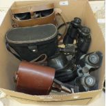 A pair of Lieberman & Gortz 21 x 47 binoculars in leather case, a pair of Carl Zeiss Jena 8 x 30w