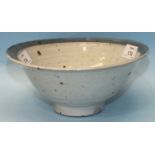 A studio pottery ceramic bowl on foot base, 20.5cm diameter, 9cm high, indistinct mark.