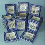 A set of twenty-seven Coates 'Plymouth Gin' ceramic coasters with transfer-printed cartoons and