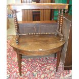 A Victorian walnut parquetry centre table on turned end supports, etc.