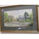 Richard Adshead, 'North Cadbury Court Manor House and Church', signed watercolour, dated 1986.
