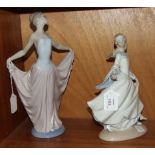 Two Lladro figurines, 'Dancer', No. 5050, 30cm and 'Young girl fleeing, losing a shoe', 25cm, (2).