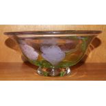 A Caithness glass bowl decorated with flowers, 23cm diameter, 11.5cm high.