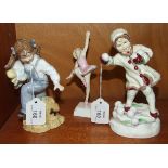 Three Royal Worcester figurines: 'December' 3458, 17cm, 'Katie's Day, Playtime', 15cm and '