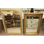 Two modern gilt frame wall mirrors, 82 x 112cm, 72 x 104cm, a Victorian gilt picture frame fitted