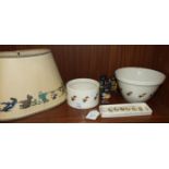 Six Guinness buttons in box, a Hanley pudding basin with Toucan motifs, 10cm high, 16.5cm