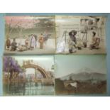 Fifteen hand-tinted Japanese photographs, 20 x 27cm, including views of Mount Fuji, Tokyo and