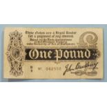 A George V One-Pound note, first (emergency) Bradbury Issue, (August 1914), prefix D over 8 No (with