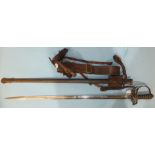 A Victorian Henry Wilkinson Officer's sword, with 83cm etched blade, fish skin grip and basket hilt,