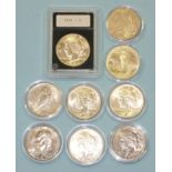 Nine USA One-Dollar coins, 1922, 23, 24x2, 25, 26, 34, 78, 86, (9).