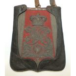 A Victorian Officer's embroidered sabretache, 14th Kings Hussars, with embroidered crown, cipher and