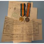 A WWI pair awarded to 27530 Pte W J M Probert, Oxford & Buck Light Infantry: War Medal and Victory