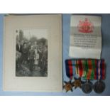 A group of four WWII medals awarded to F T B Mitchell RAF: 1939-1945 and Africa Stars, Defence Medal