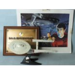 Franklin Mint, Star Ship Enterprise, on stand with "Official Commissioning Plaque of the USS