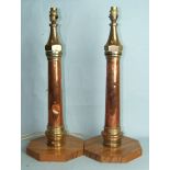 Two John Morris & Sons Ltd copper and brass fire hose nozzles, both marked 5/8, now converted to