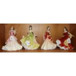 Four Royal Doulton figures: 'Spring Ball' HN5467, 'Summer Ball' HN5464, 'Autumn Ball' HN5465 and '