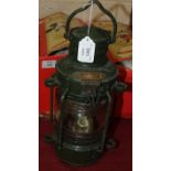 A painted 'Anchor' ship's lantern, 38cm high overall.