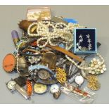 A collection of costume jewellery, wrist watches, etc.