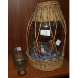 A waterline diorama of two sailing ships in a glass jar, 29cm high and a ship in a bottle, (2).