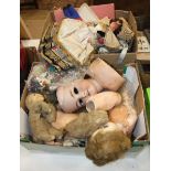 A crocodile skin clutch bag, various toys, dolls and miscellaneous collectors' items.