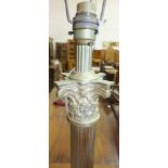 A brass Corinthian column standard lamp on square marble and brass base with claw feet, 148cm high.