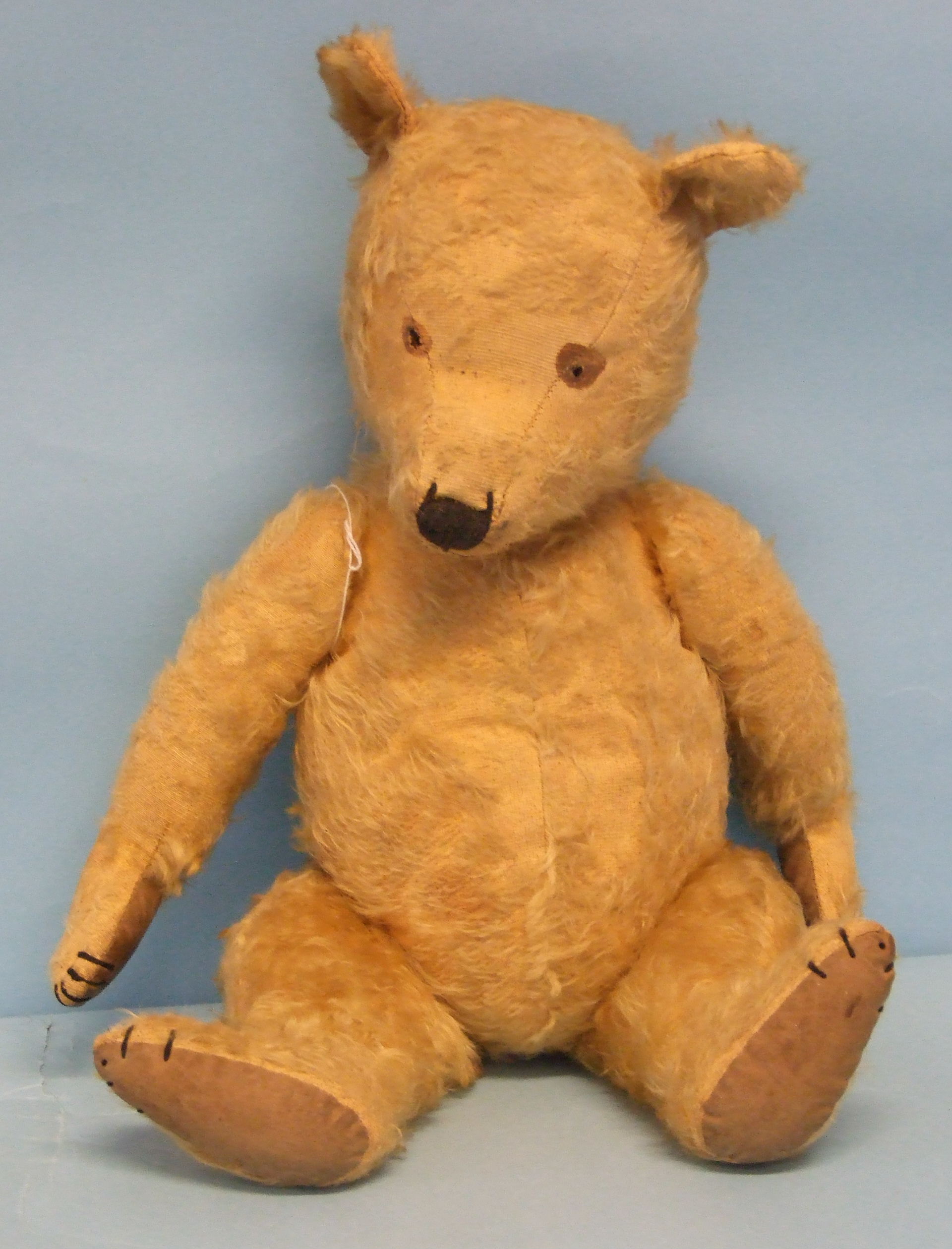 A Chiltern Hugmee teddy bear c1930-40's, the vertically stitched nose with outer stitches