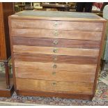 A hardwood plan chest of eight drawers, 80cm wide, 85cm high.