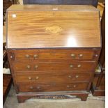 An oak Sutherland drop-leaf table, 103cm open and an Edwardian inlaid bureau, (2).