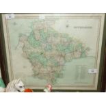 A coloured map of Devonshire published Henry Teesdale, 36.5 x 43.5cm.