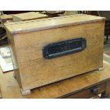 A rectangular oak post box with lockable lift lid, 73cm wide, 47cm high.