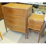 A modern pitch pine serpentine chest of four drawers, in the French taste, 76cm wide and a
