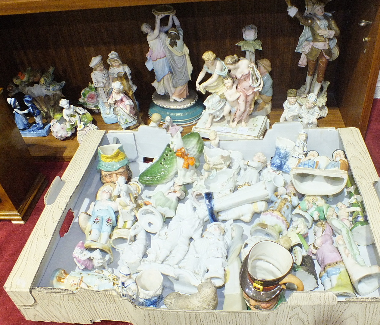 A collection of late-19th and 20th century ceramic and bisque figure ornaments, many damaged. - Image 2 of 2