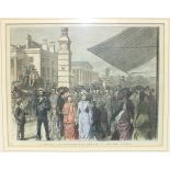 Two coloured engravings of Plymouth, 'Pensioner's Corner, Mount Wise', 'The Corner of George Street'