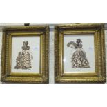 After Pamela Dickenson, a pair of framed limited edition prints of elegant ladies in period costume,